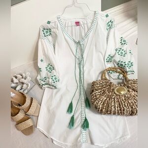 100% cotton embroidered tunic / swimsuit cover up, vacation, Farm Rio Vibes!